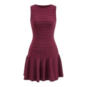 MICAS  Basic Ribbed Sleeveless Sweater Dress Color: BURGUNDY Size: L NWT